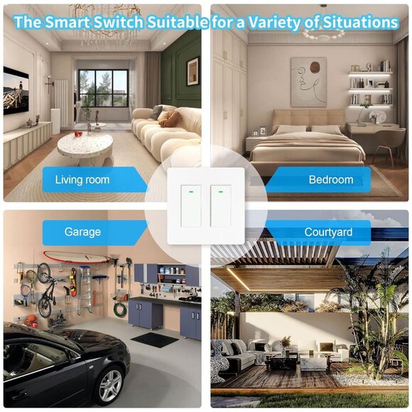 Smart WiFi Light Switch 2 Gang Compatible With Alexa Google & SmartThings - Picture 7 of 11